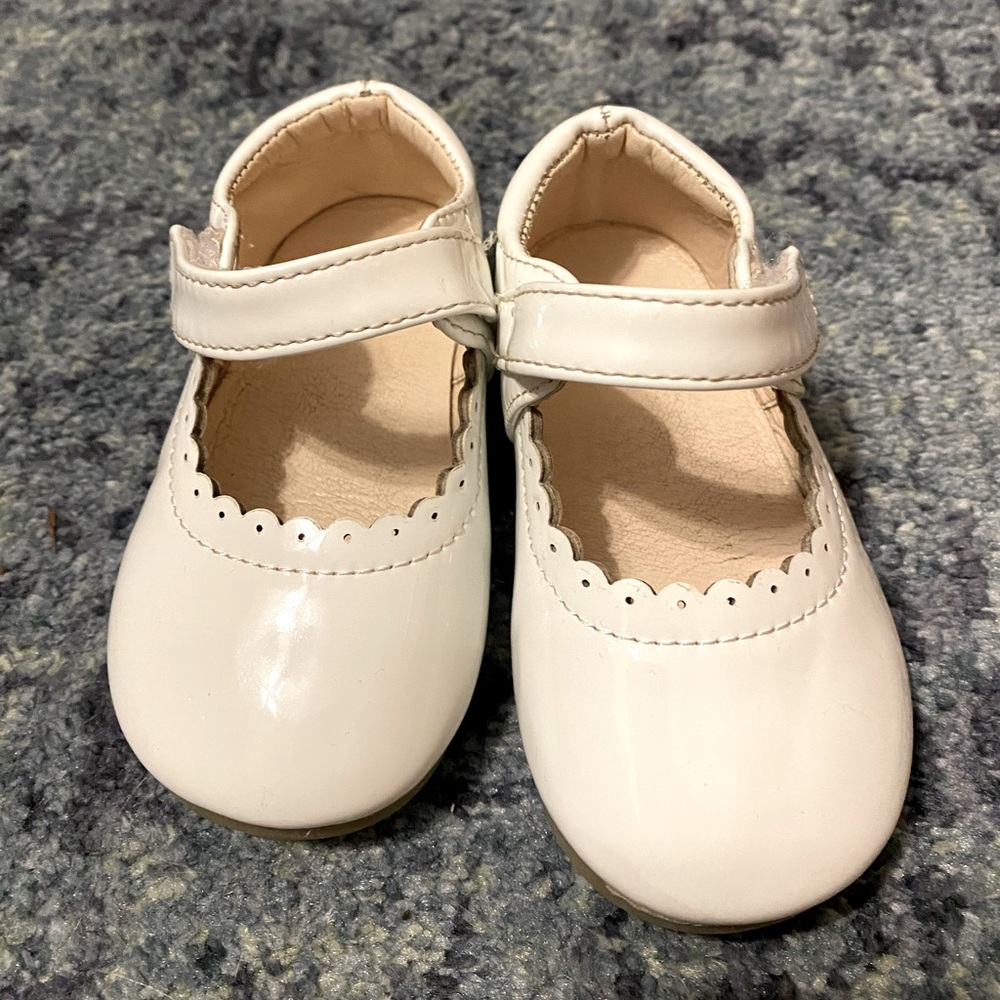 White patent leather dress shoes